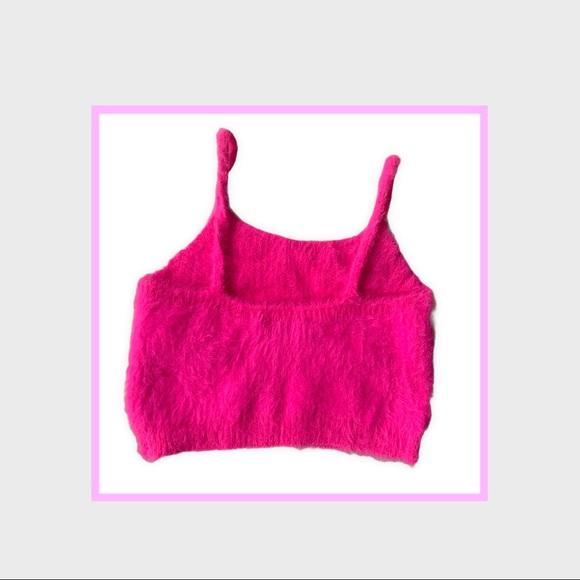 Fuzzy pink crop top tank - Picture 2 of 3